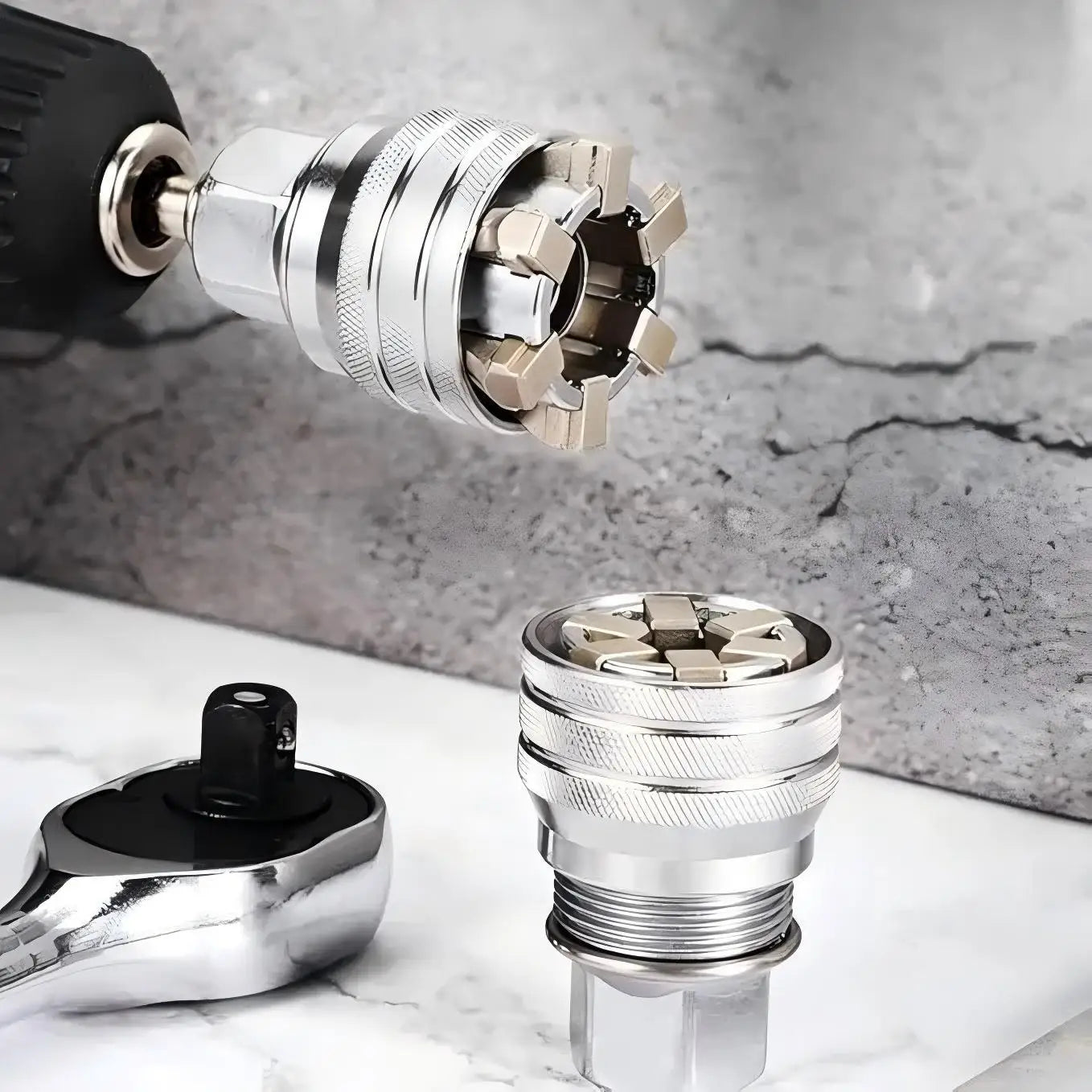 Multi-Function Universal Socket Wrench Adjustable Hand Tool for 3/8 Inch Drive Ratchet Torque Wrench Power Drill Adapter Universal Maintenance Repair Hardware Tool Practical DIY Gadget Men Fathers Day Gift
