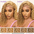 34 38Inch Honey Blonde Wig Human Hair Deep Wave 13x6 Hd Lace Frontal Wig 230 Density Preplucked #27 Colored Curly Lace Front Wig