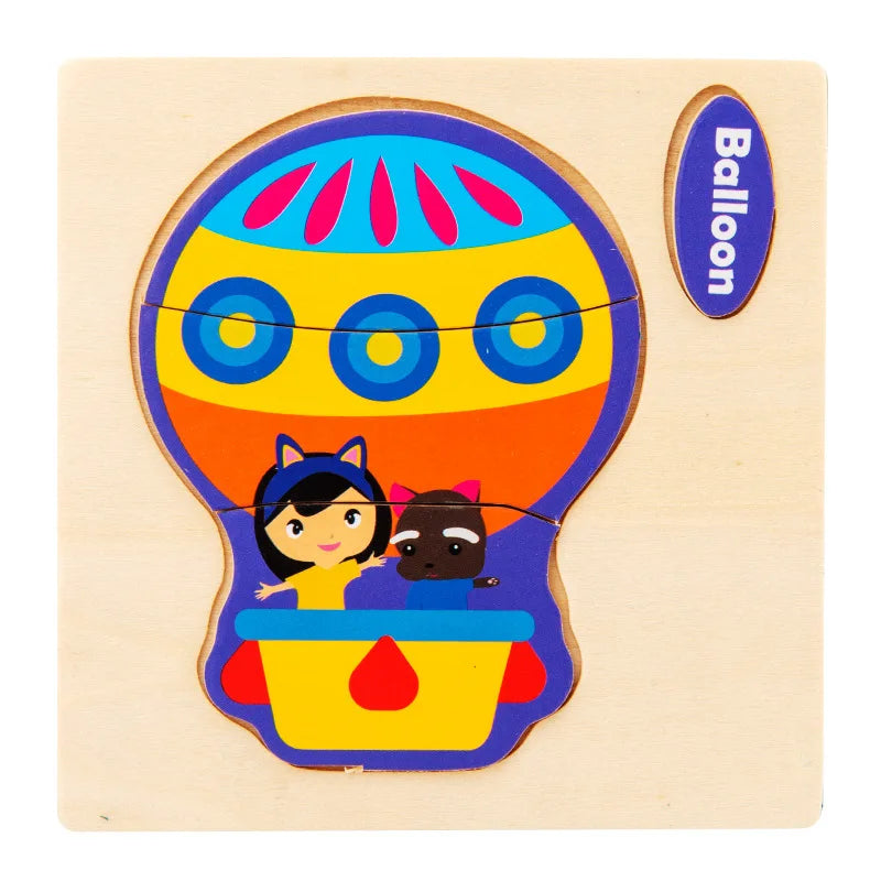Wooden Toy 3D Jigsaw Puzzle Small Size Cartoon Animal Puzzle Board Kids Early Learning Educational Toys for Children Gifts