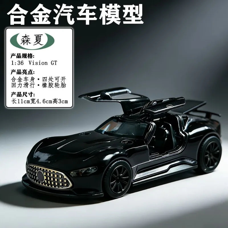 1:36 Scale Mercedes-Benz Vision GT Diecast Alloy Sports Car Model with Openable Parts for Hobbyists and Collection Display