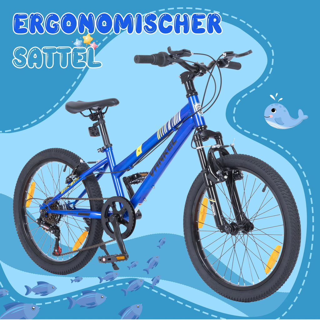 Sinaopus Kinder-MTB-Fahrrad, 20 Zoll, 6-Gang, leichtes Kinder-Mountainbike für Jungen und Mädchen, Schaltwerk und V-Bremsen