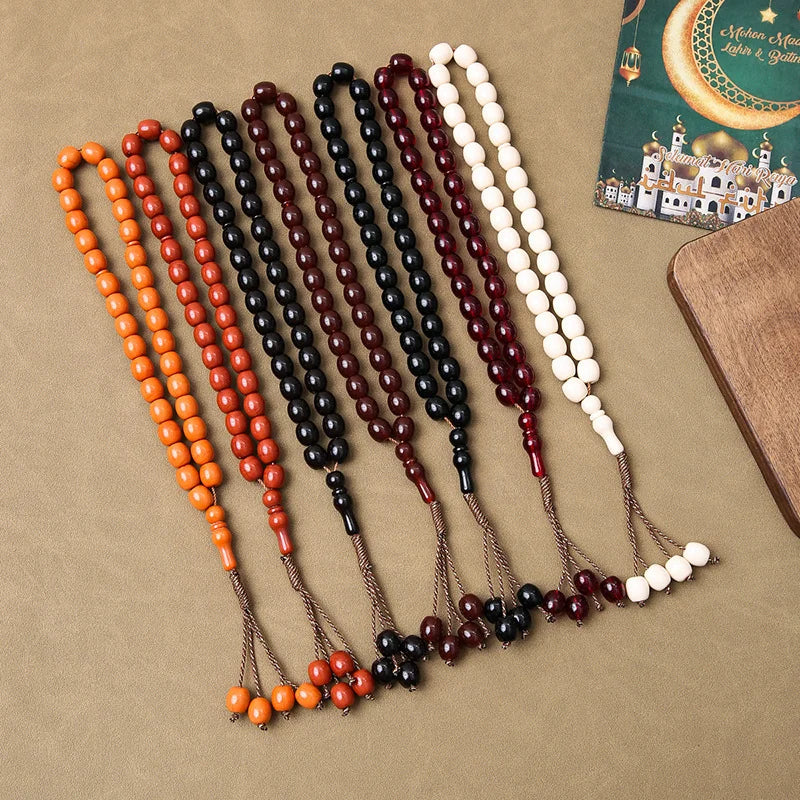 Islamic Rosary 33 Pcs Islamic Gift Amber Oval Prayer Rosary Muslim Rosary Bracelet Jewelry Accessories