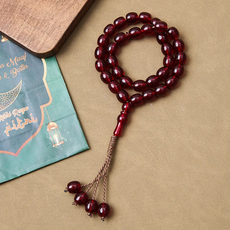 Islamic Rosary 33 Pcs Islamic Gift Amber Oval Prayer Rosary Muslim Rosary Bracelet Jewelry Accessories