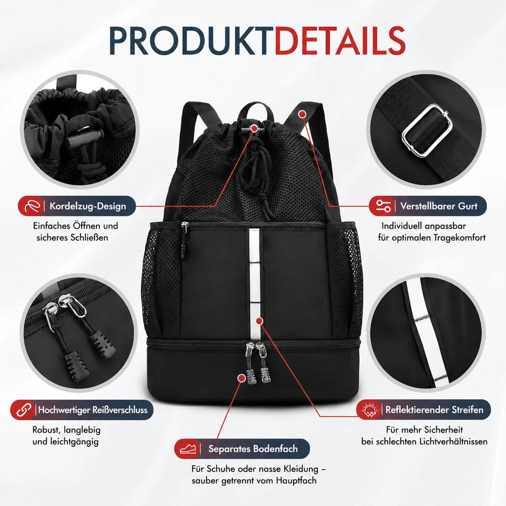 Multifunktions Sporttasche Rucksack mit Nassfach Schuhfach