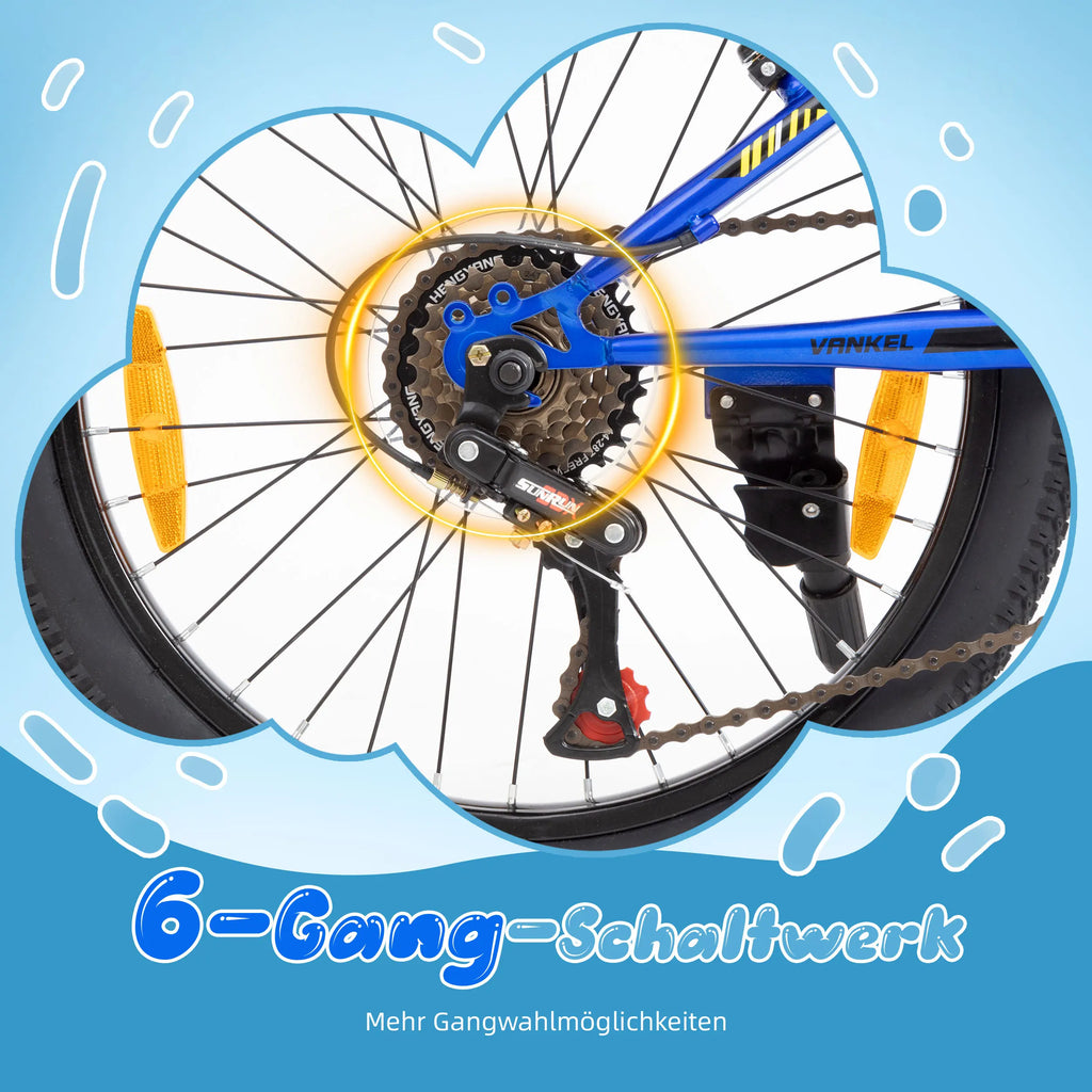 Sinaopus Kinder-MTB-Fahrrad, 20 Zoll, 6-Gang, leichtes Kinder-Mountainbike für Jungen und Mädchen, Schaltwerk und V-Bremsen