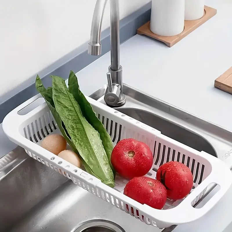Kitchen Storage Rack Soap Sponge Rack Adjustable Vegetable Drain Basket Sink Rack Retractable Multifunctional Kitchen Tools