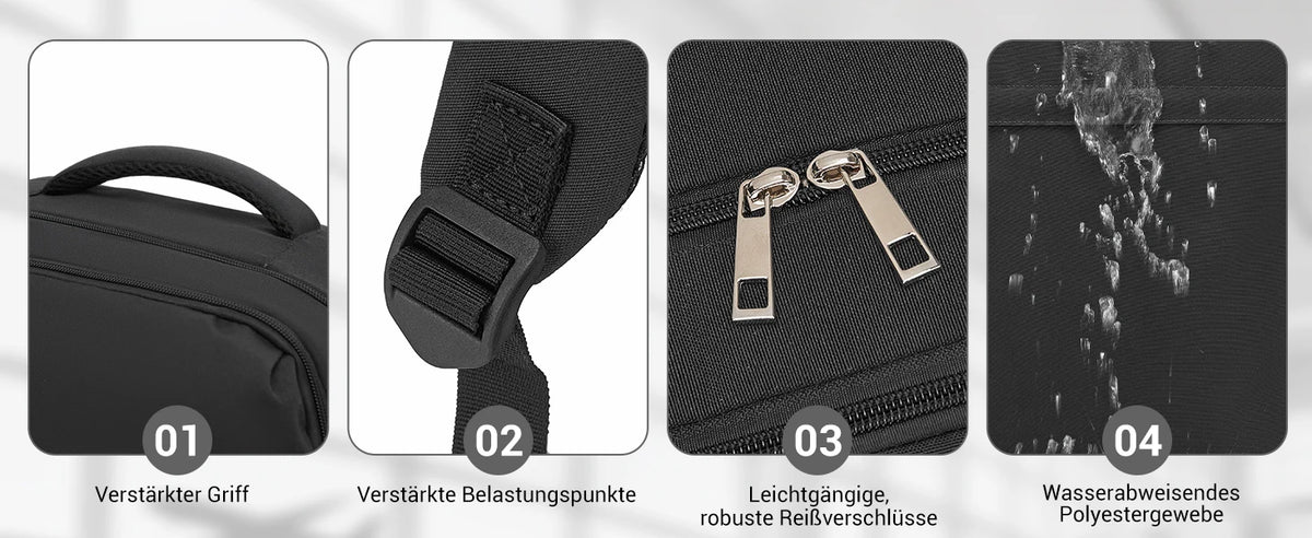 Kono Handgepäck Rucksack 45x36x20cm, 32L Laptoprucksack für 17,3 Zoll Notebook, Wasserabweisender Polyester Reiserucksack mit USB Ladeanschluss, Handgepäck Flugzeug Wochenendrucksack für Business und Kurzreisen