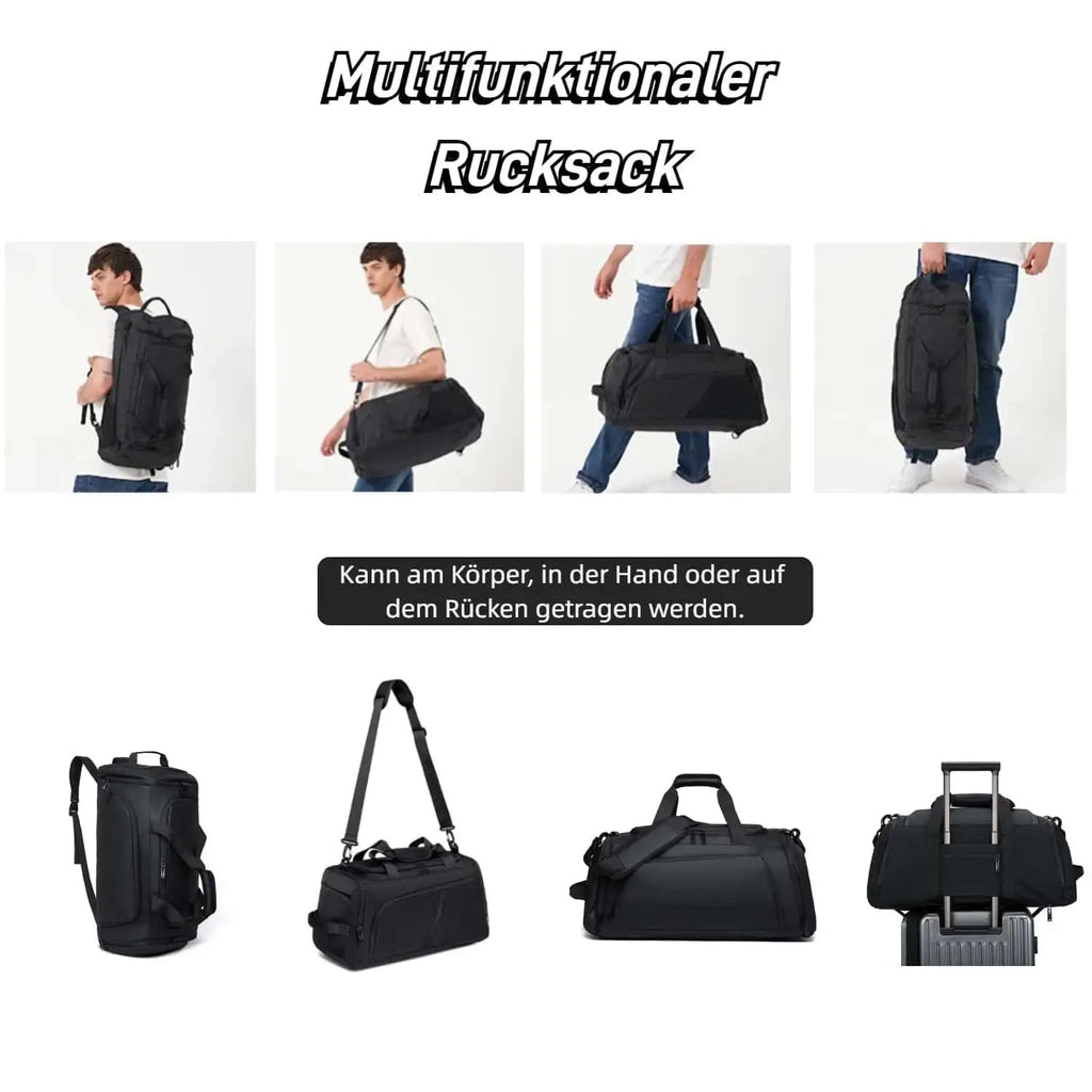 Sporttasche Reisetasche mit Schuhfach und Nassfach, verstellbaren Schultergurten,40L Wasserdicht Fitnesstasche Trainingstasche, für Herren Damen, Schwarz,Travel Gym Tasche Duffle Bag Fitnesstasche