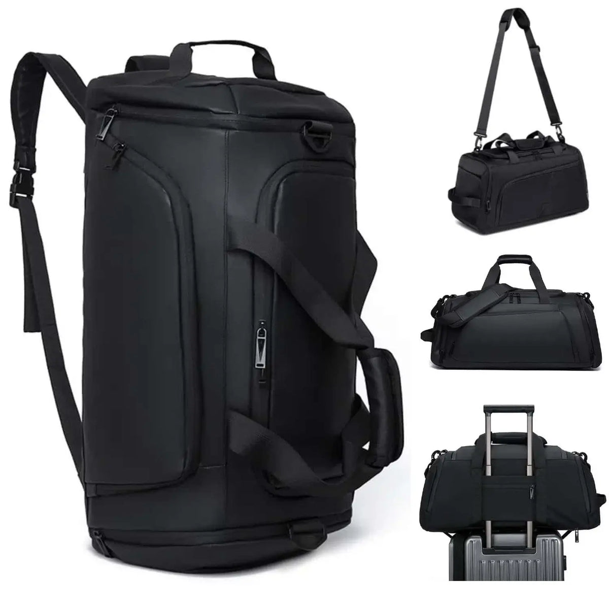 Sporttasche Reisetasche mit Schuhfach und Nassfach, verstellbaren Schultergurten,40L Wasserdicht Fitnesstasche Trainingstasche, für Herren Damen, Schwarz,Travel Gym Tasche Duffle Bag Fitnesstasche