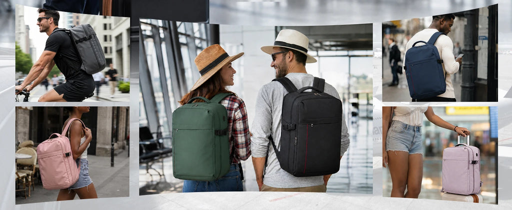 Kono Handgepäck Rucksack 45x36x20cm, 32L Laptoprucksack für 17,3 Zoll Notebook, Wasserabweisender Polyester Reiserucksack mit USB Ladeanschluss, Handgepäck Flugzeug Wochenendrucksack für Business und Kurzreisen