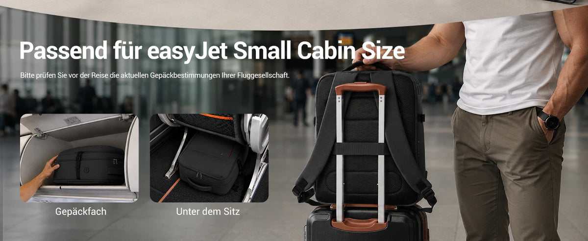 Kono Handgepäck Rucksack 45x36x20cm, 32L Laptoprucksack für 17,3 Zoll Notebook, Wasserabweisender Polyester Reiserucksack mit USB Ladeanschluss, Handgepäck Flugzeug Wochenendrucksack für Business und Kurzreisen