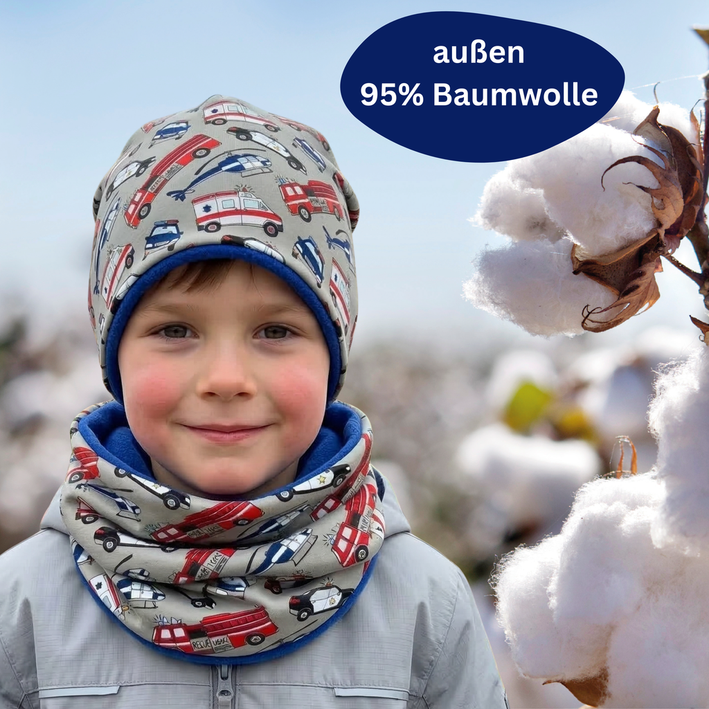 Kinder Beanie Mütze & Loop - Einsatzfahrzeuge