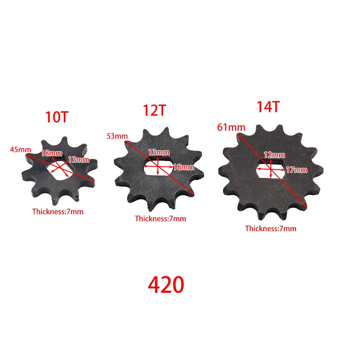 10T 12T 14T 420 Electric Tricycle Ebike Sprocket for Chain Drive Bicycle Motorcycle Gear DC Motor BM1418ZXF Pinion