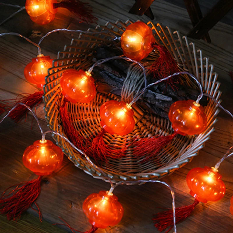 2022 Chinese New Year Lantern Decoration For Home 10LED Red Lantern Spring Festival Holiday Supplies Lamp Layout Lights Festive