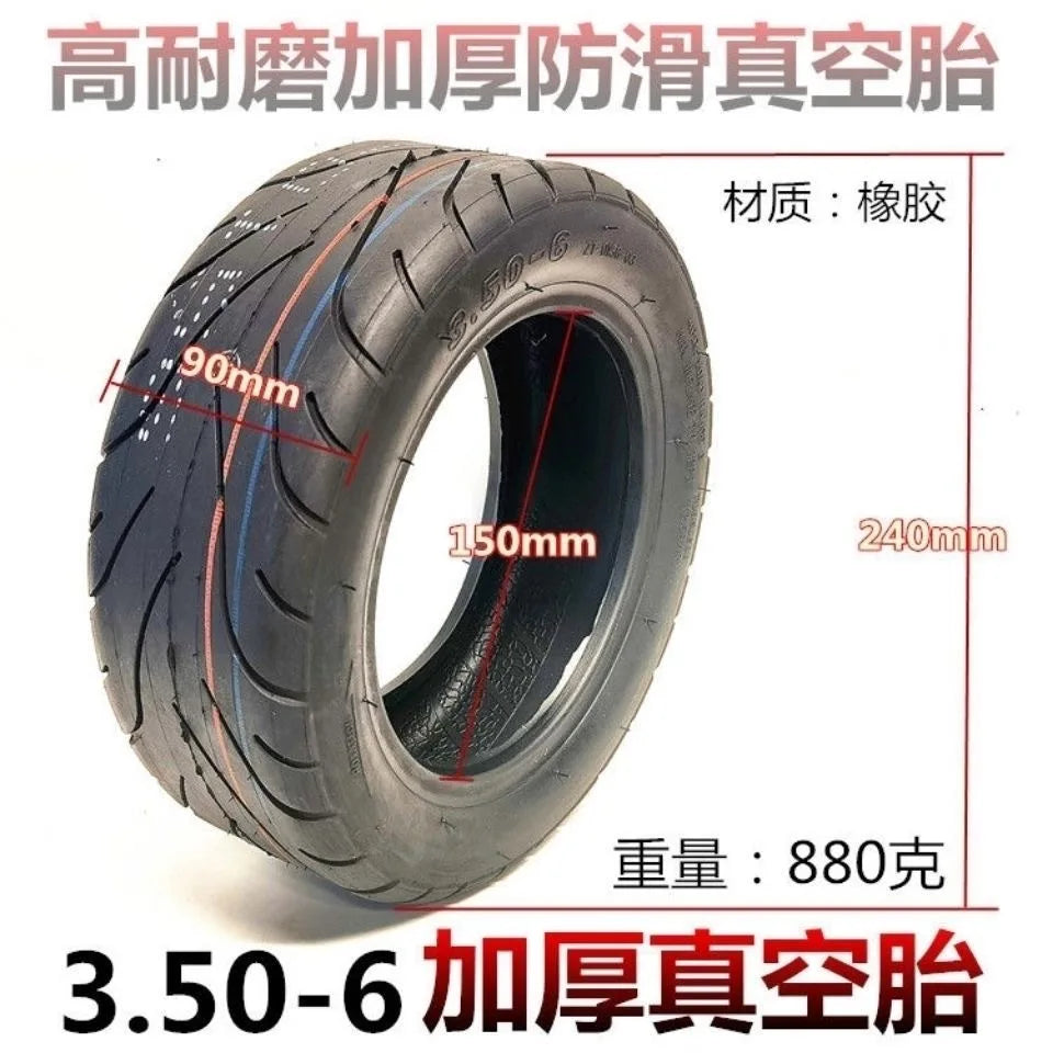 For Electric Scooter Tires 3.50-6 Size 6 Inch 10X4.0-6 Tubeless Durable High Quality Easy Install