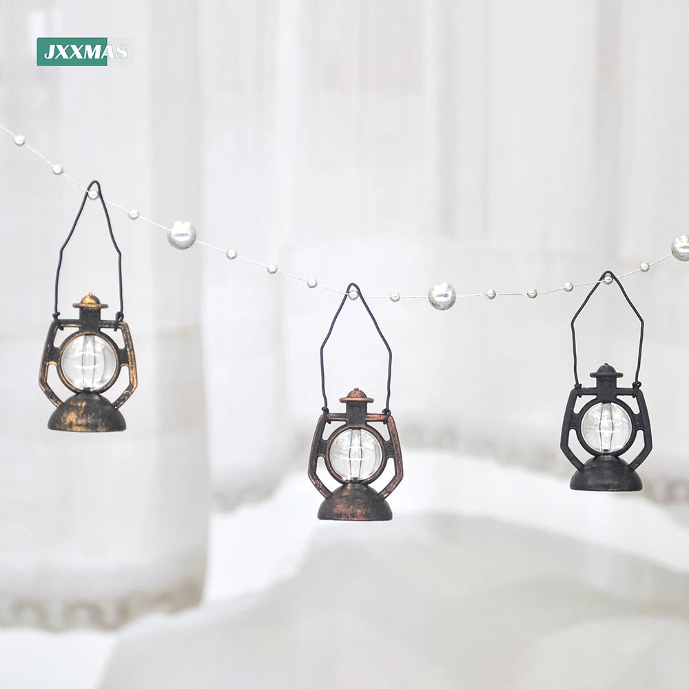 12Pcs Retro Baron Lantern Mini Oil Lamp Decoration Doll House Pendant Ornaments Lantern Festival Children's Christmas Gifts