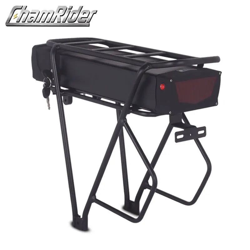 48V ebike battery case 36V 52V 60V 72V Electric bike battery box 5V USB Double Layer luggage rack 10S10P 13S9P 14S8P 16S7P 20S5P