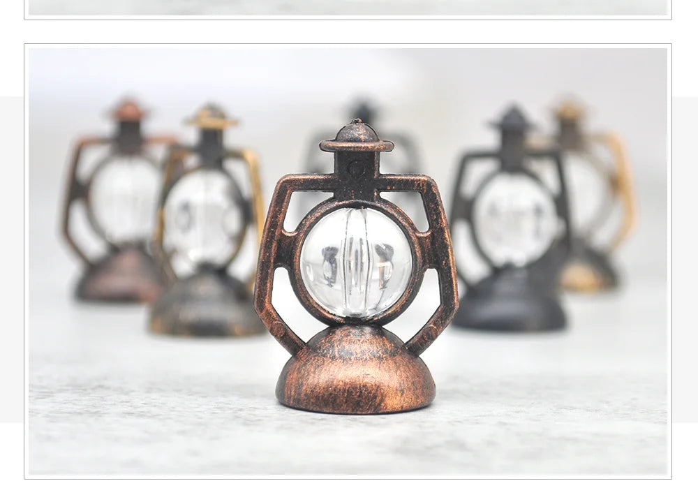 12Pcs Retro Baron Lantern Mini Oil Lamp Decoration Doll House Pendant Ornaments Lantern Festival Children's Christmas Gifts