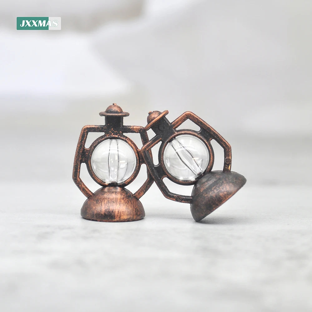 12Pcs Retro Baron Lantern Mini Oil Lamp Decoration Doll House Pendant Ornaments Lantern Festival Children's Christmas Gifts