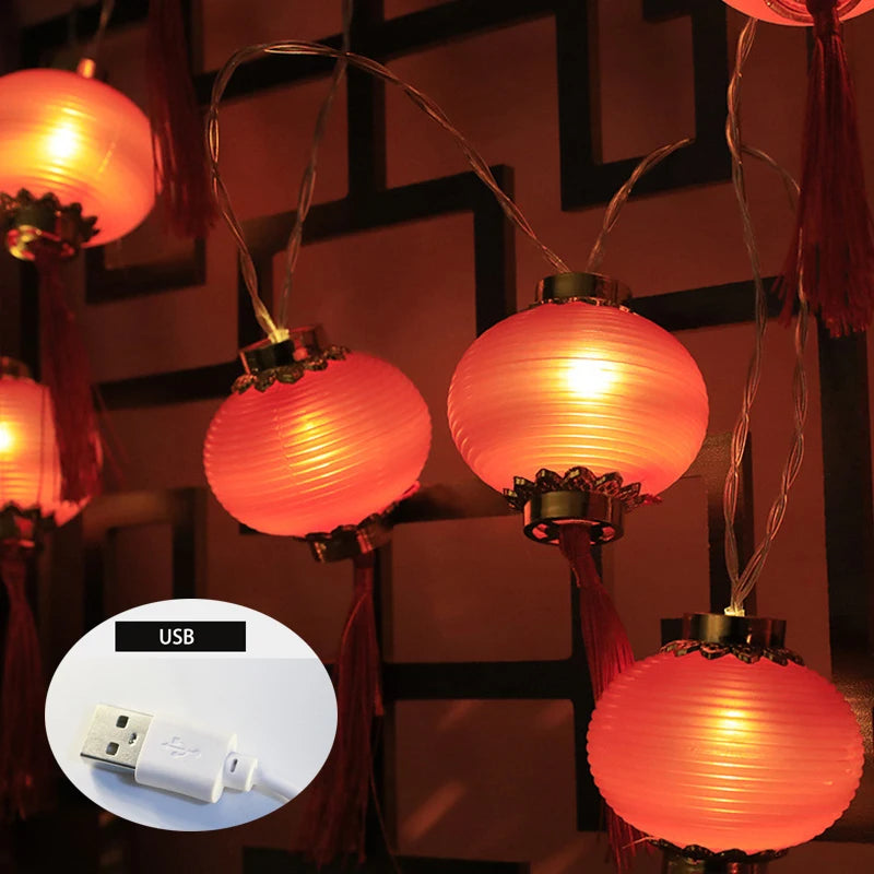 2022 Chinese New Year Lantern Decoration For Home 10LED Red Lantern Spring Festival Holiday Supplies Lamp Layout Lights Festive