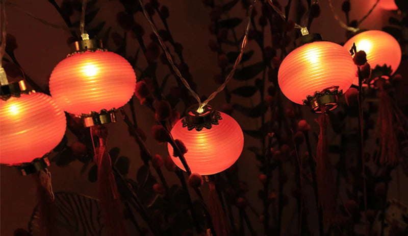 2022 Chinese New Year Lantern Decoration For Home 10LED Red Lantern Spring Festival Holiday Supplies Lamp Layout Lights Festive