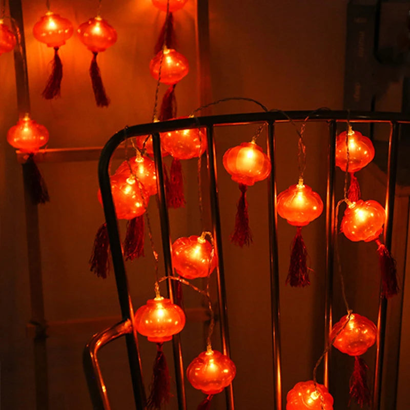 2022 Chinese New Year Lantern Decoration For Home 10LED Red Lantern Spring Festival Holiday Supplies Lamp Layout Lights Festive