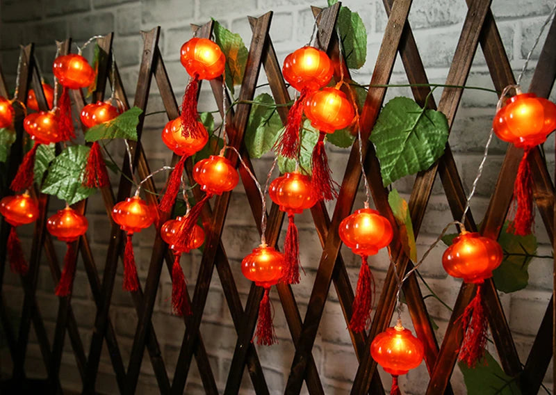 2022 Chinese New Year Lantern Decoration For Home 10LED Red Lantern Spring Festival Holiday Supplies Lamp Layout Lights Festive