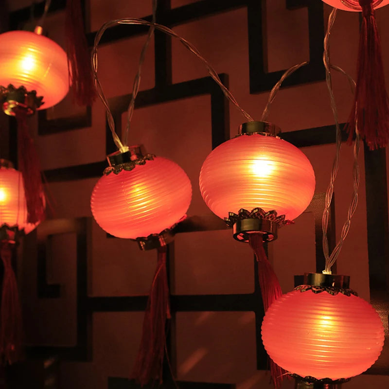 2022 Chinese New Year Lantern Decoration For Home 10LED Red Lantern Spring Festival Holiday Supplies Lamp Layout Lights Festive