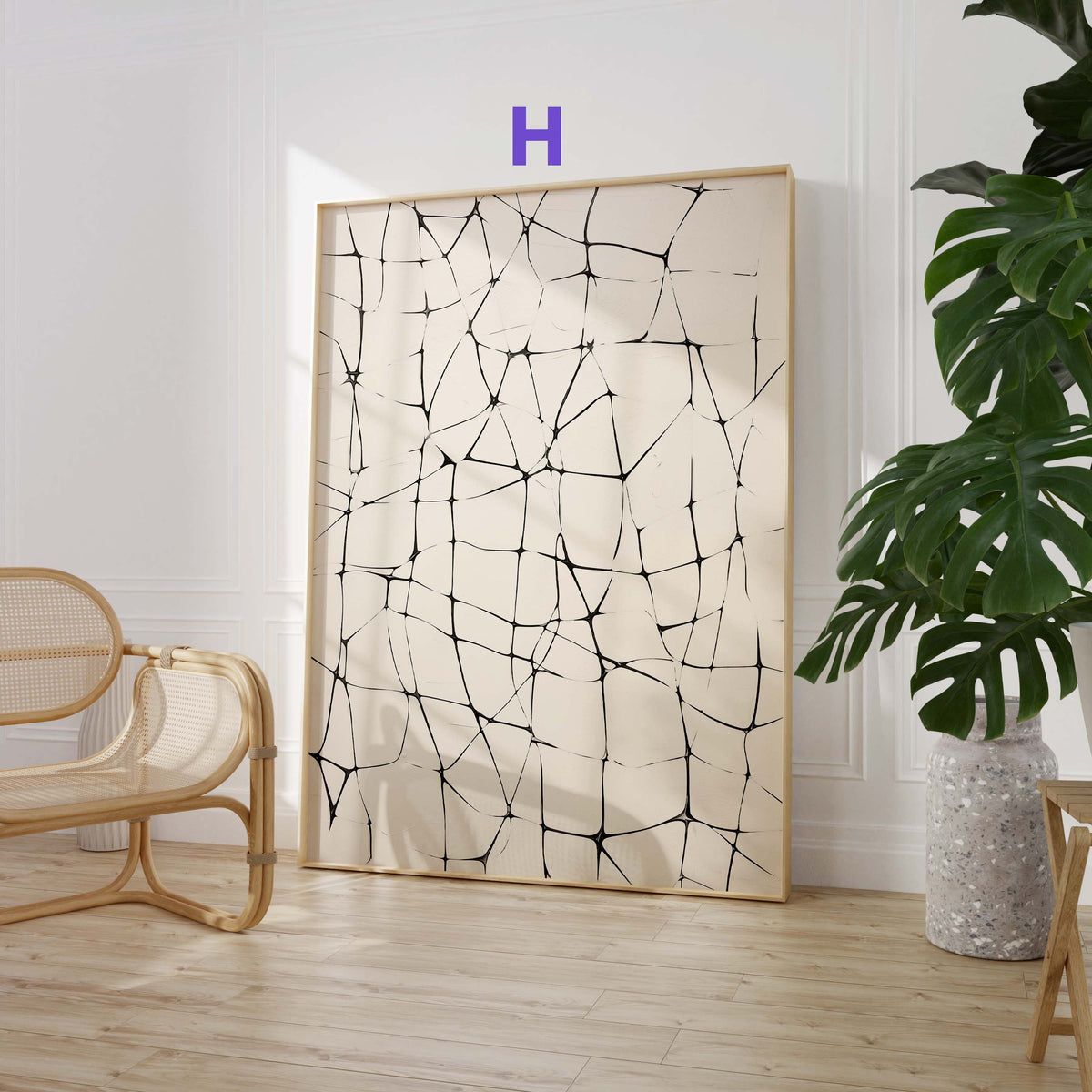 Abstrakte Beige Schwarz Poster · Geschenkidee · Künstlerische Linienzeichnungen und Moderne Strukturkunst in Neutralen Naturtönen · Dekoprint ohne Rahmen