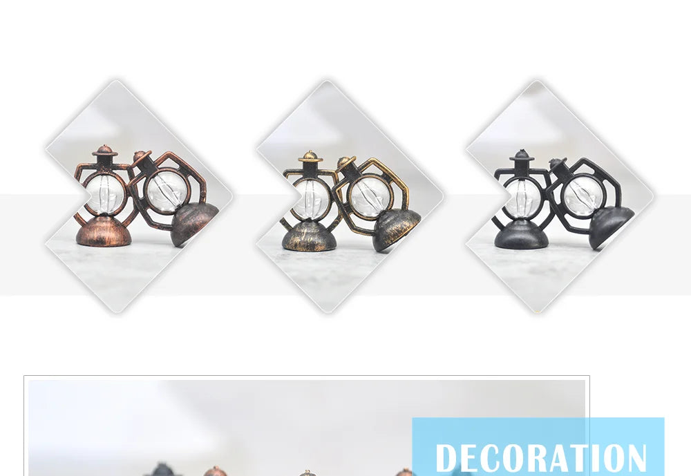 12Pcs Retro Baron Lantern Mini Oil Lamp Decoration Doll House Pendant Ornaments Lantern Festival Children's Christmas Gifts