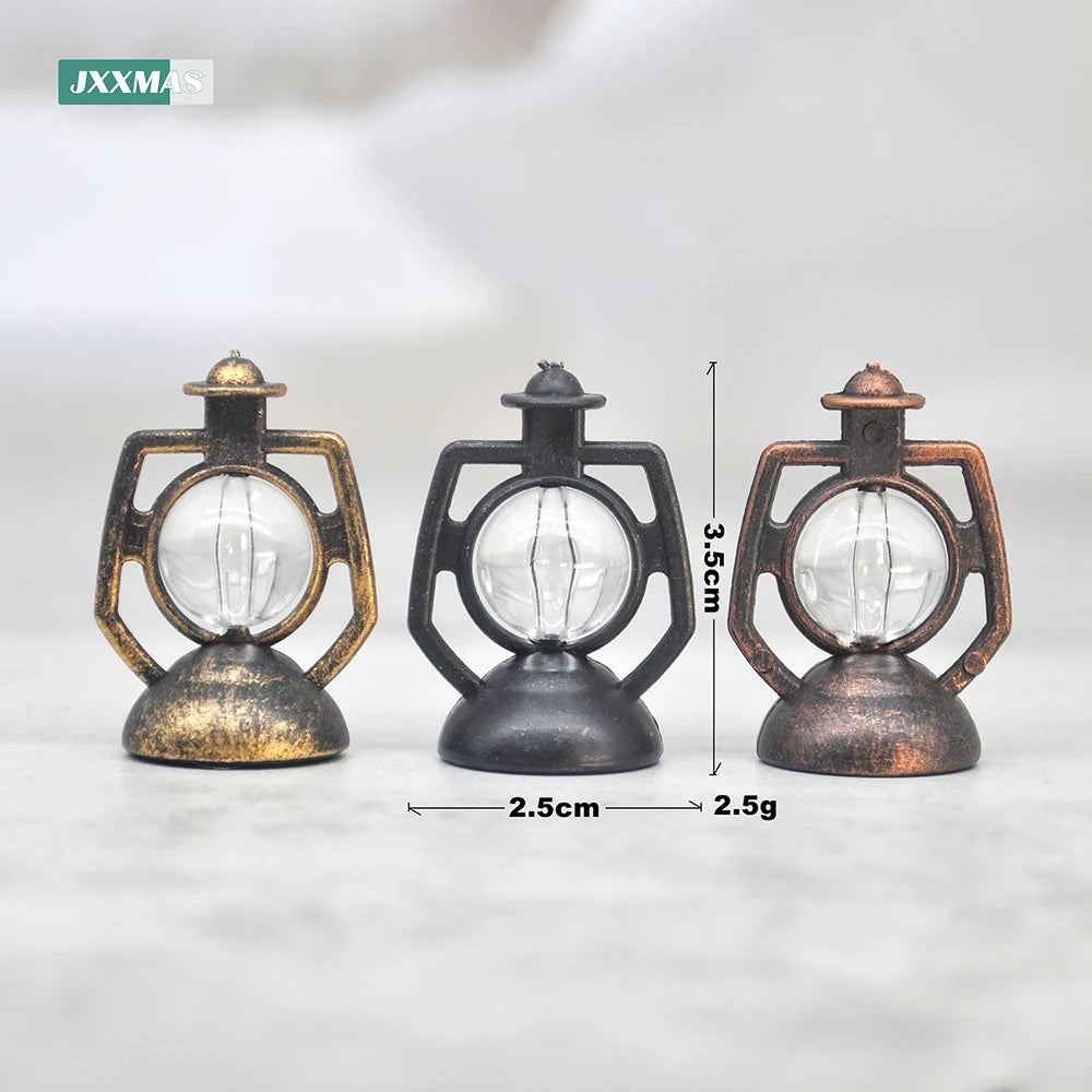 12Pcs Retro Baron Lantern Mini Oil Lamp Decoration Doll House Pendant Ornaments Lantern Festival Children's Christmas Gifts