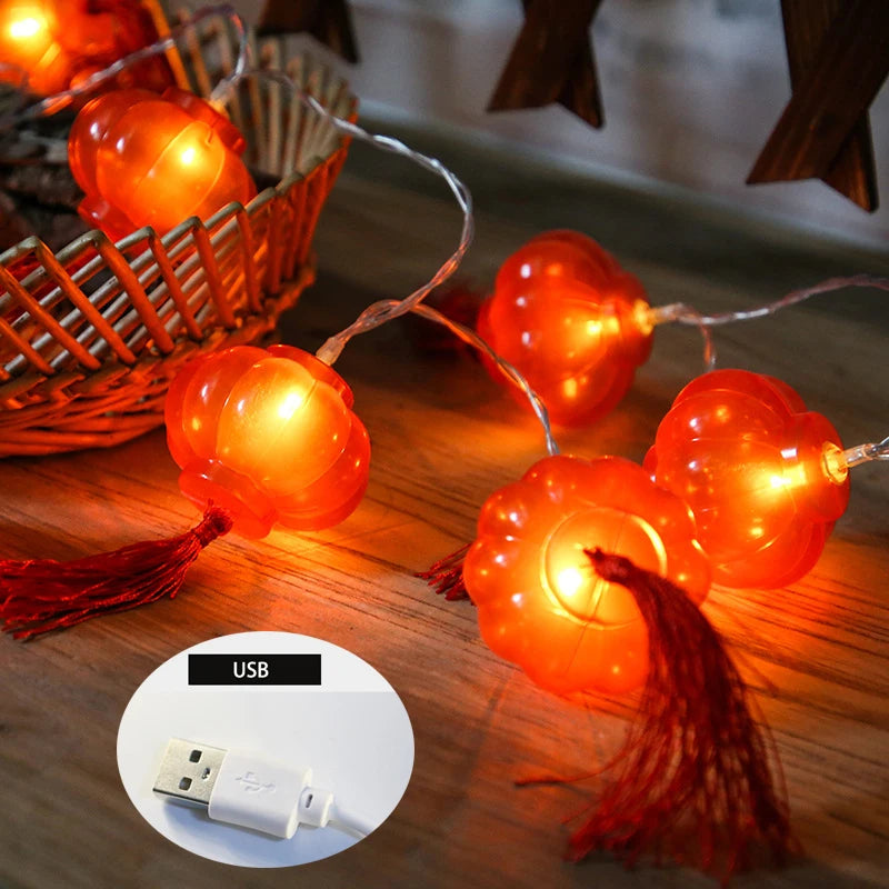 2022 Chinese New Year Lantern Decoration For Home 10LED Red Lantern Spring Festival Holiday Supplies Lamp Layout Lights Festive