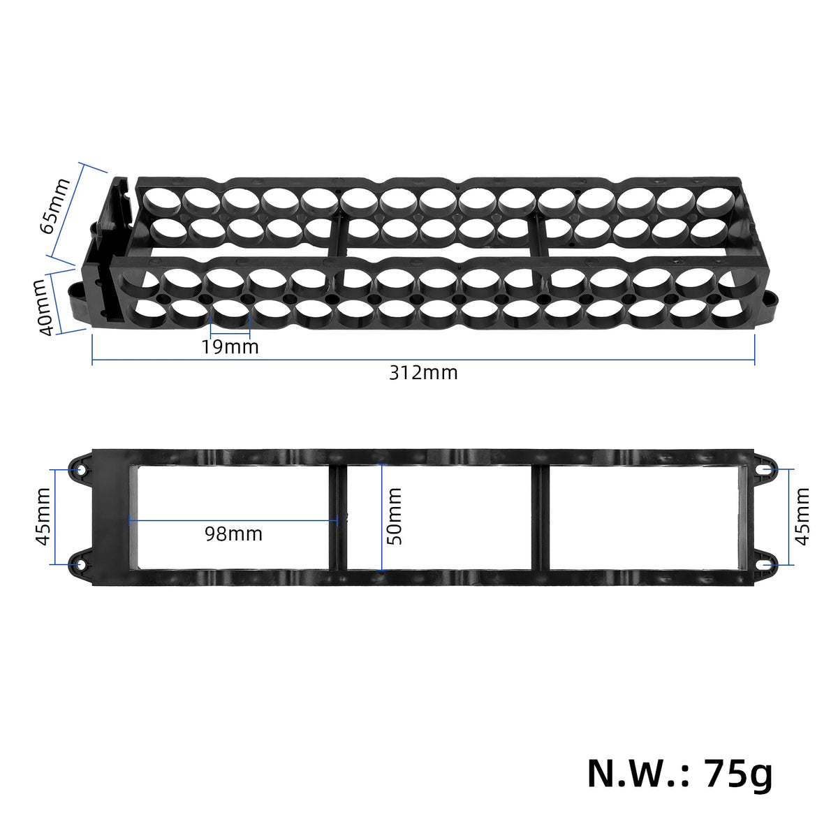 Xiaomi Electric Scooter Accessories 2*15 Plastic Structure Holder for M365 Battery 18650 Battery Pack Holder