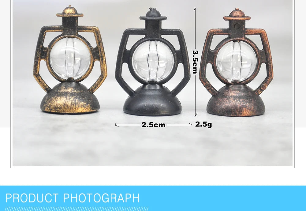 12Pcs Retro Baron Lantern Mini Oil Lamp Decoration Doll House Pendant Ornaments Lantern Festival Children's Christmas Gifts