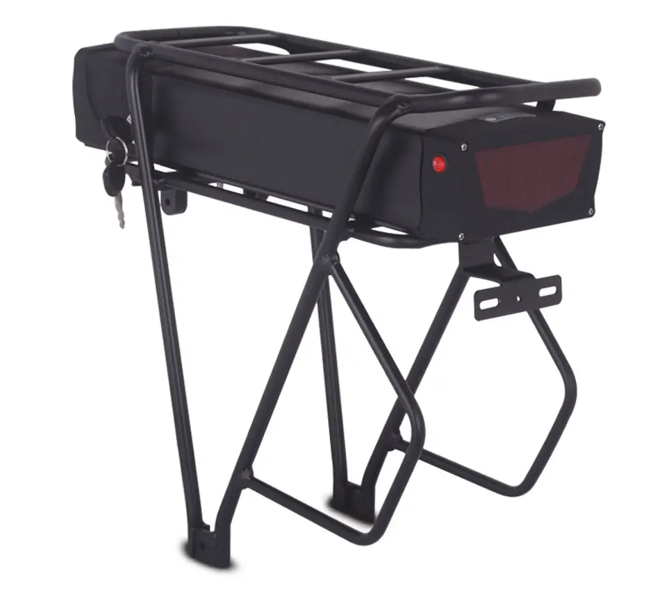 48V ebike battery case 36V 52V 60V 72V Electric bike battery box 5V USB Double Layer luggage rack 10S10P 13S9P 14S8P 16S7P 20S5P
