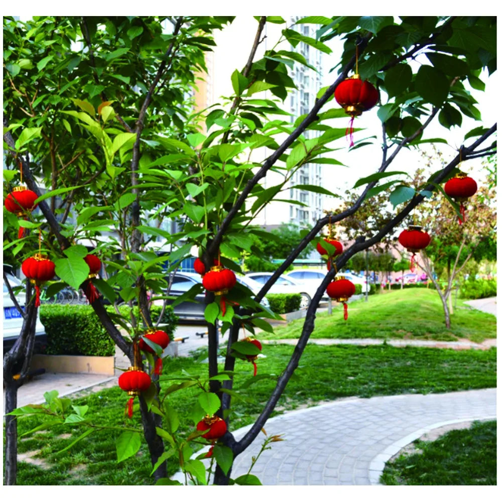 2 Pcs/Pack Small Red Traditional Chinese Lanterns, Mini Layout Lantern for Festival/ Wedding/ Party Hotel Festival Decorations