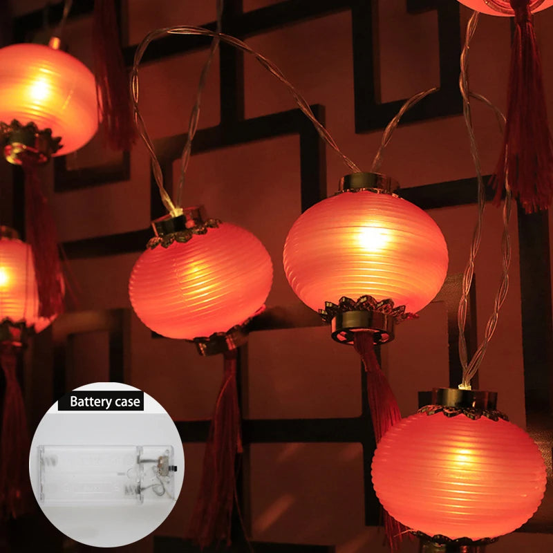 2022 Chinese New Year Lantern Decoration For Home 10LED Red Lantern Spring Festival Holiday Supplies Lamp Layout Lights Festive