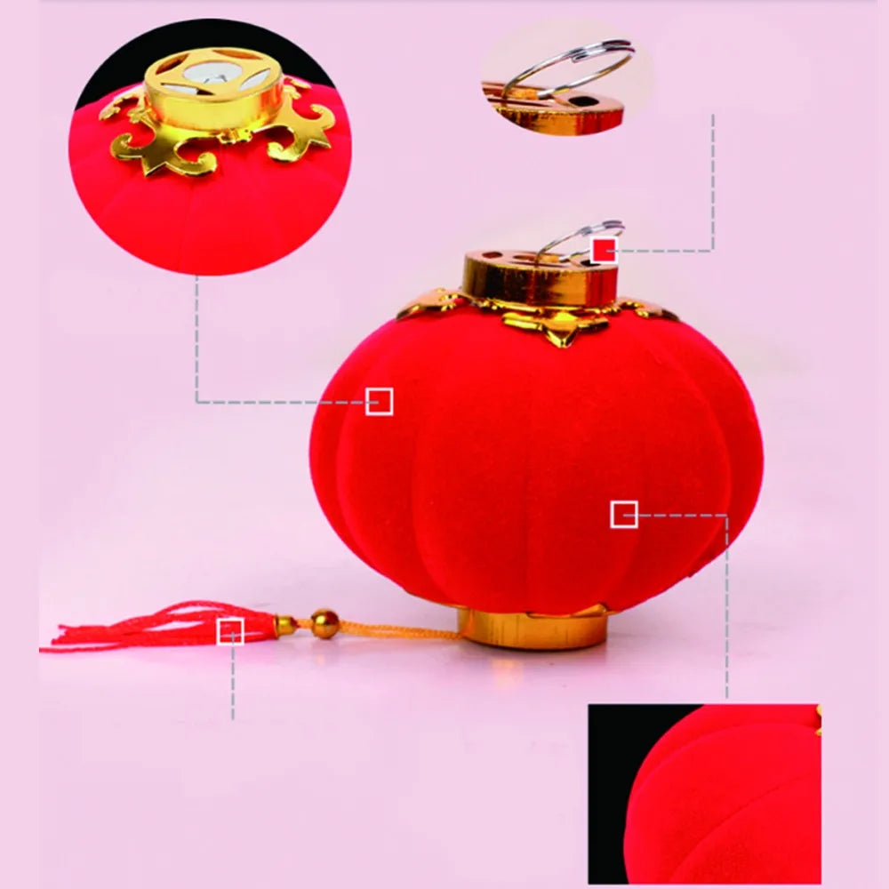 2 Pcs/Pack Small Red Traditional Chinese Lanterns, Mini Layout Lantern for Festival/ Wedding/ Party Hotel Festival Decorations