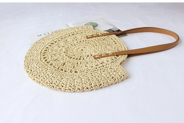 Straw Bag New Women's Handmade Woven Bag Shoulder Bag Hollow All-match Fashionable Simple Seaside Beach Vacation