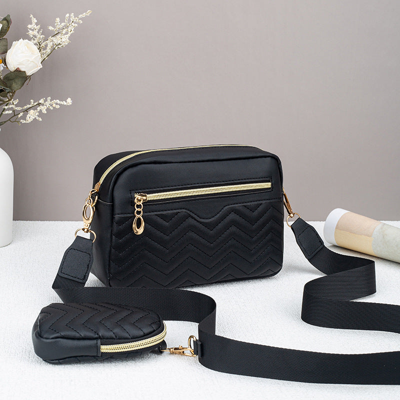 Dropshipping Women's Quilted Pattern Crossbody Bag Casual Normcore Shoulder Bag with Mini Money Hanging