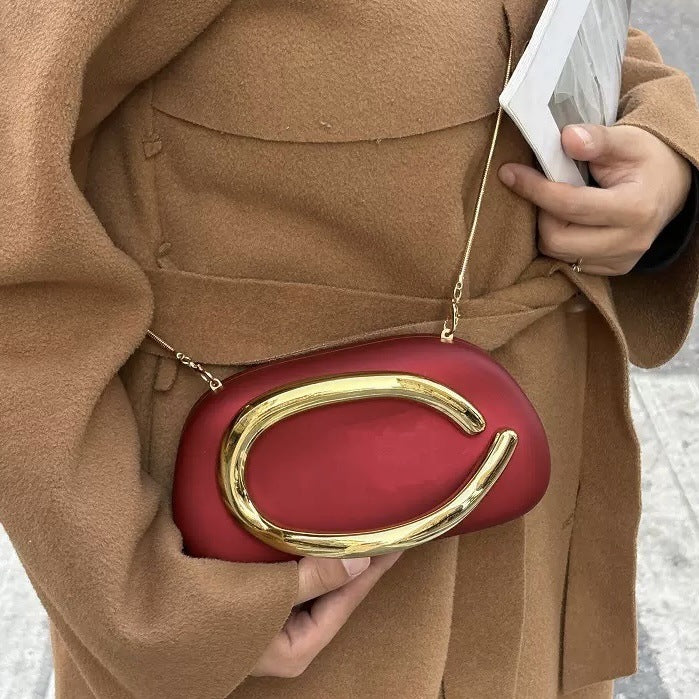 European and American Cross-Border Trendy Classic Round Box Clutch Bag Evening Bag Acrylic Bag Retro Metal Handle Single Shoulder Crossbody