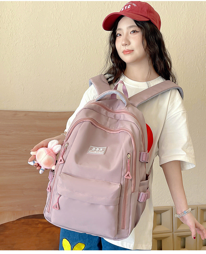 2026 New Style Backpack for Middle and High School Students, Versatile Solid Color School Bag, Large Capacity, Stain-Resistant, Business Trip Travel Backpack, Wholesale