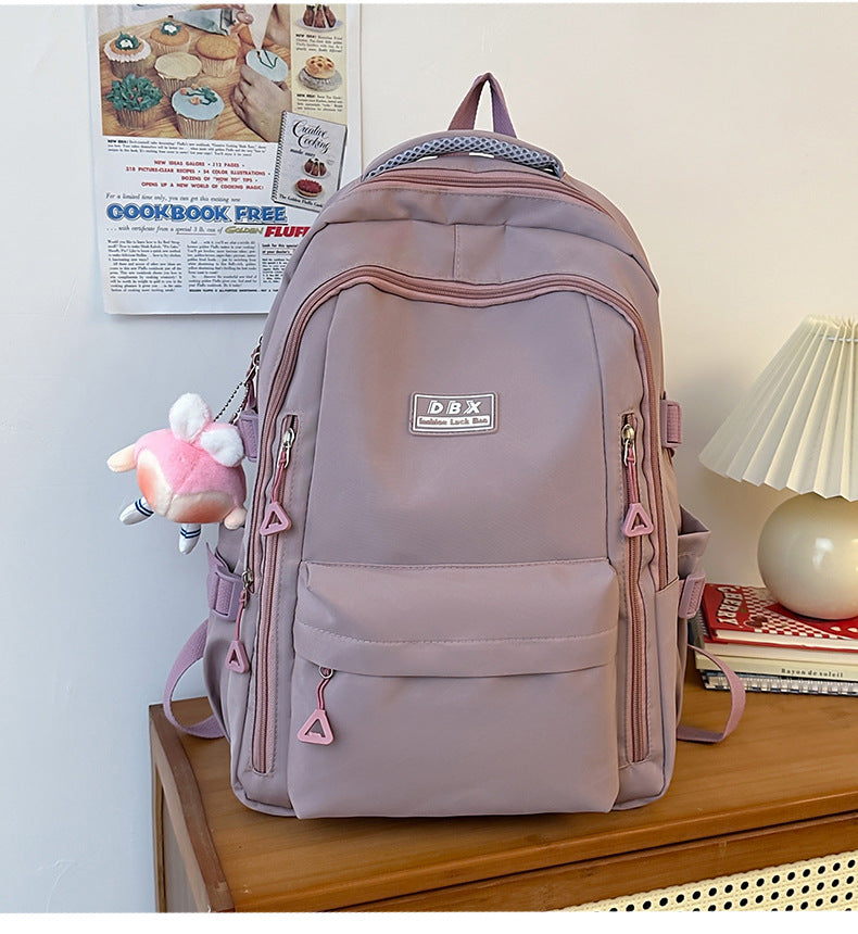 2026 New Style Backpack for Middle and High School Students, Versatile Solid Color School Bag, Large Capacity, Stain-Resistant, Business Trip Travel Backpack, Wholesale
