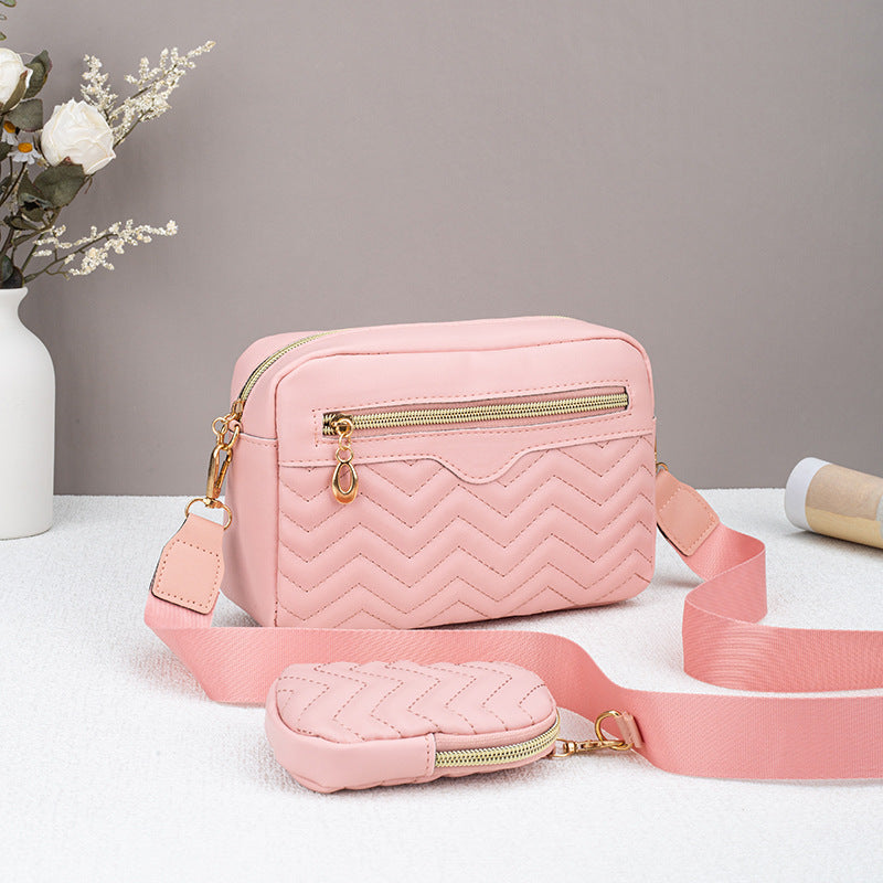 Dropshipping Women's Quilted Pattern Crossbody Bag Casual Normcore Shoulder Bag with Mini Money Hanging
