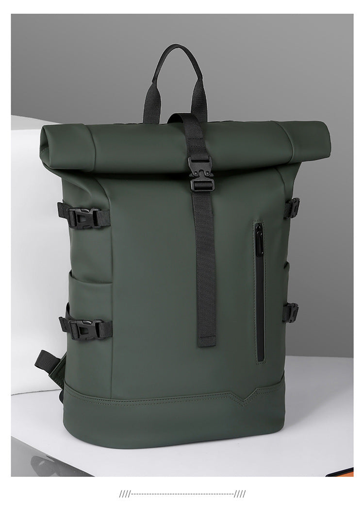 2025 Summer Cross-Border Backpack Men's Roll-Top Business Computer Bag Work Commuting Leisure Travel Backpack Fashion Trend