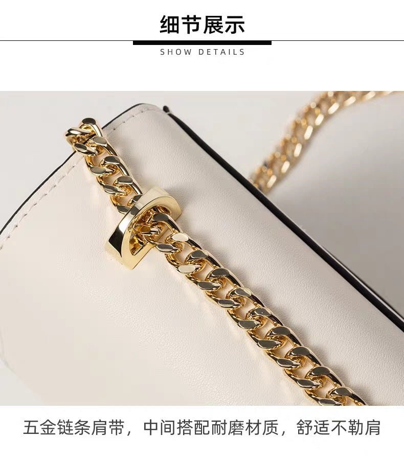 Genuine Leather Chain Small Square Bag 2026 New Model Niche Gift for Girlfriend Fashionable Versatile Deer Head Shoulder Crossbody Women's Bag