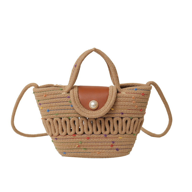 Handmade Seaside Woven Handbag, Popular Ins Style Straw Bag, Niche Satchel Vegetable Basket, Beach Tote Bag
