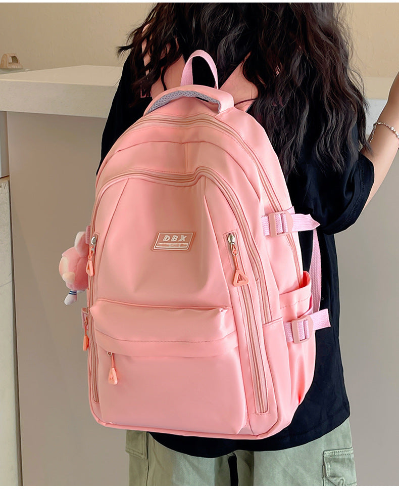 2026 New Style Backpack for Middle and High School Students, Versatile Solid Color School Bag, Large Capacity, Stain-Resistant, Business Trip Travel Backpack, Wholesale