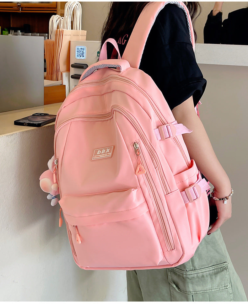 2026 New Style Backpack for Middle and High School Students, Versatile Solid Color School Bag, Large Capacity, Stain-Resistant, Business Trip Travel Backpack, Wholesale
