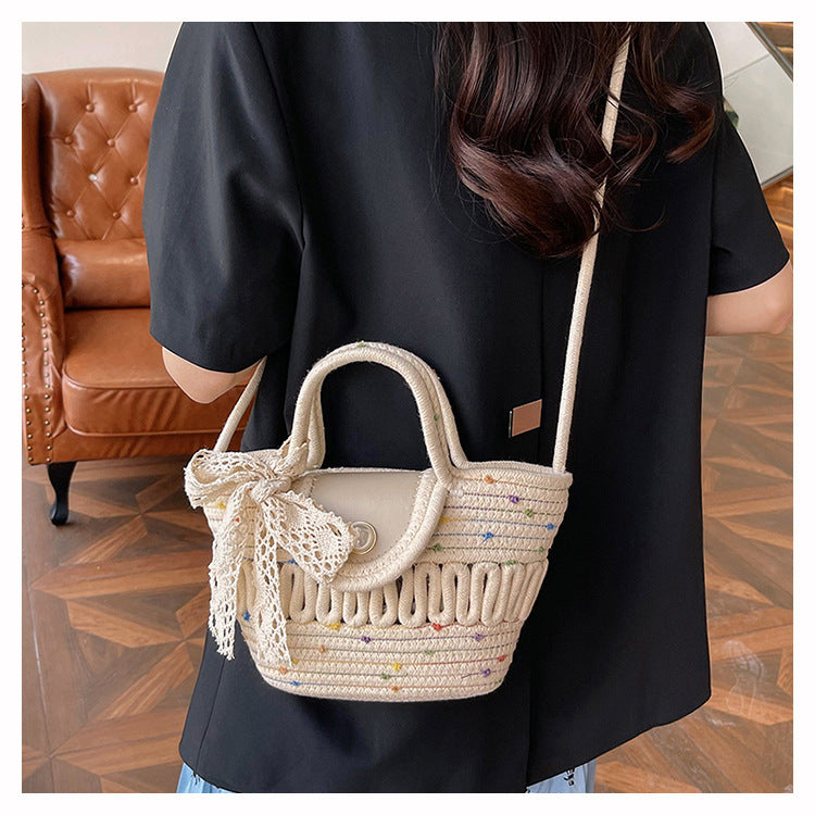 Handmade Seaside Woven Handbag, Popular Ins Style Straw Bag, Niche Satchel Vegetable Basket, Beach Tote Bag